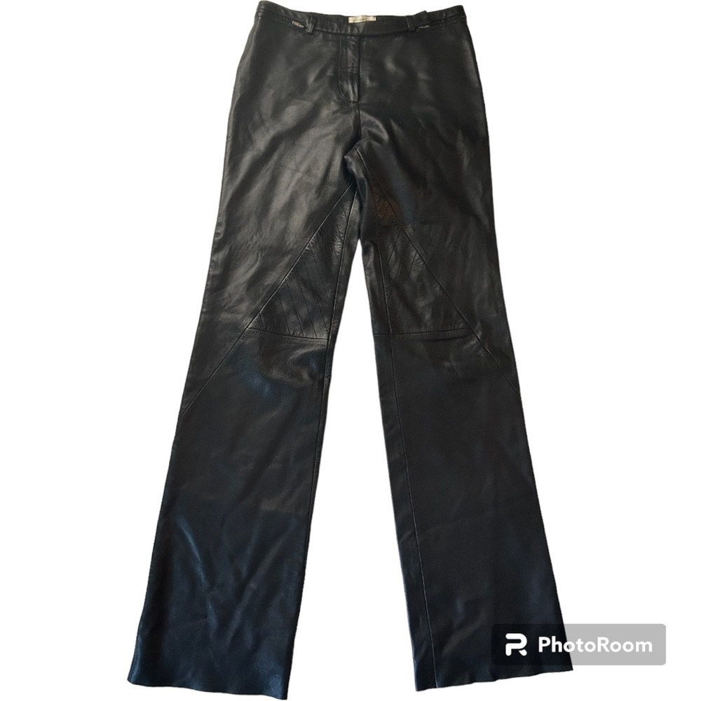Colovos 100% leather black pants zipper detail